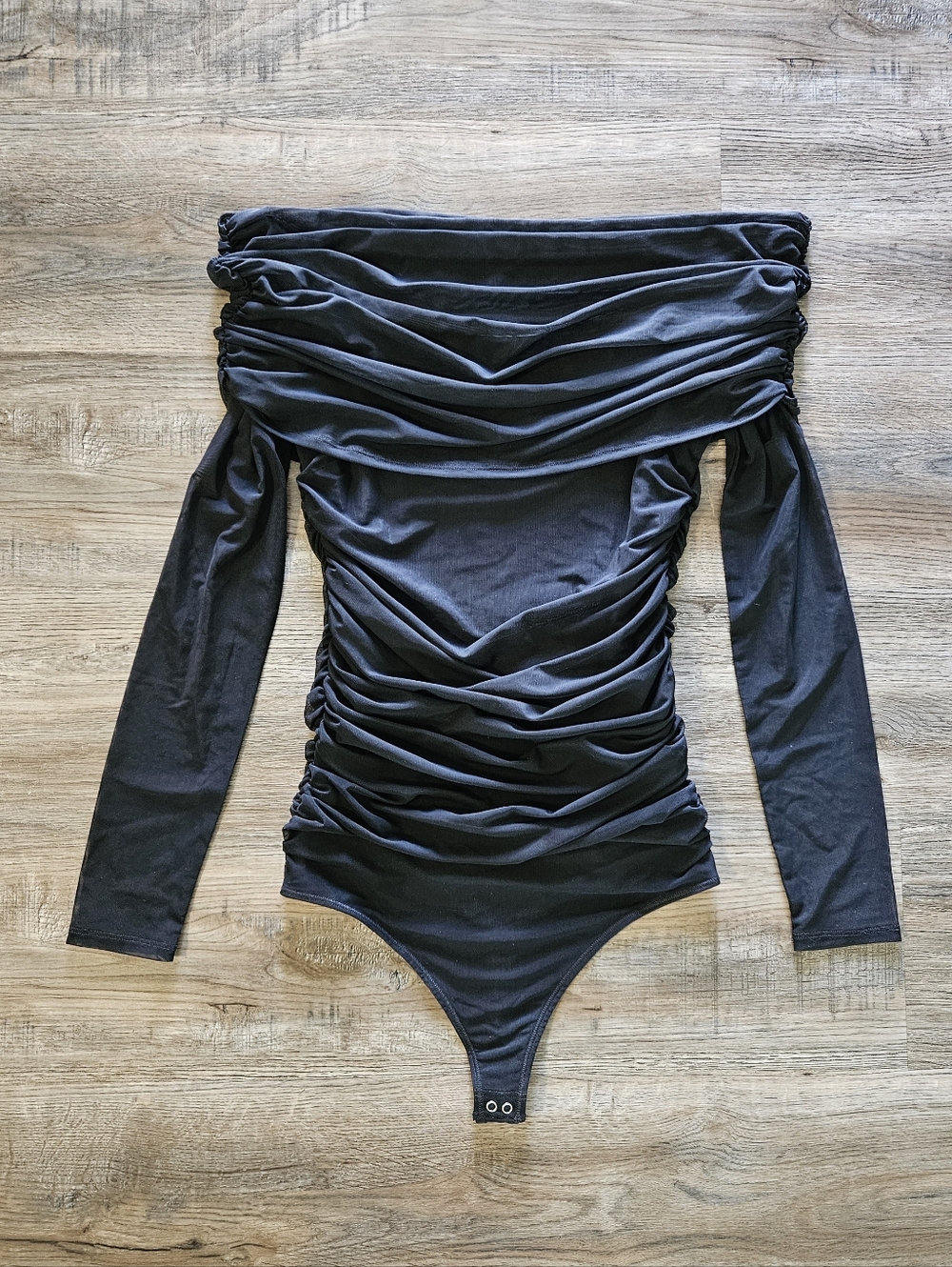 Abercrombie & Fitch Long Sleeve Mesh Fold Over Bodysuit